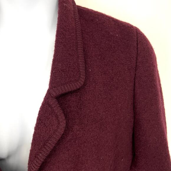 Vintage Jos. A. Bank Clothiers Womens Virgin Wool Burgundy Short Blazer Size 14 - Picture 2 of 9